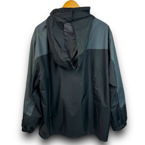 TEZO Mens Windbreaker Rain Jacket Water Resistant Removable Hood Black Gray XL - Picture 3 of 12